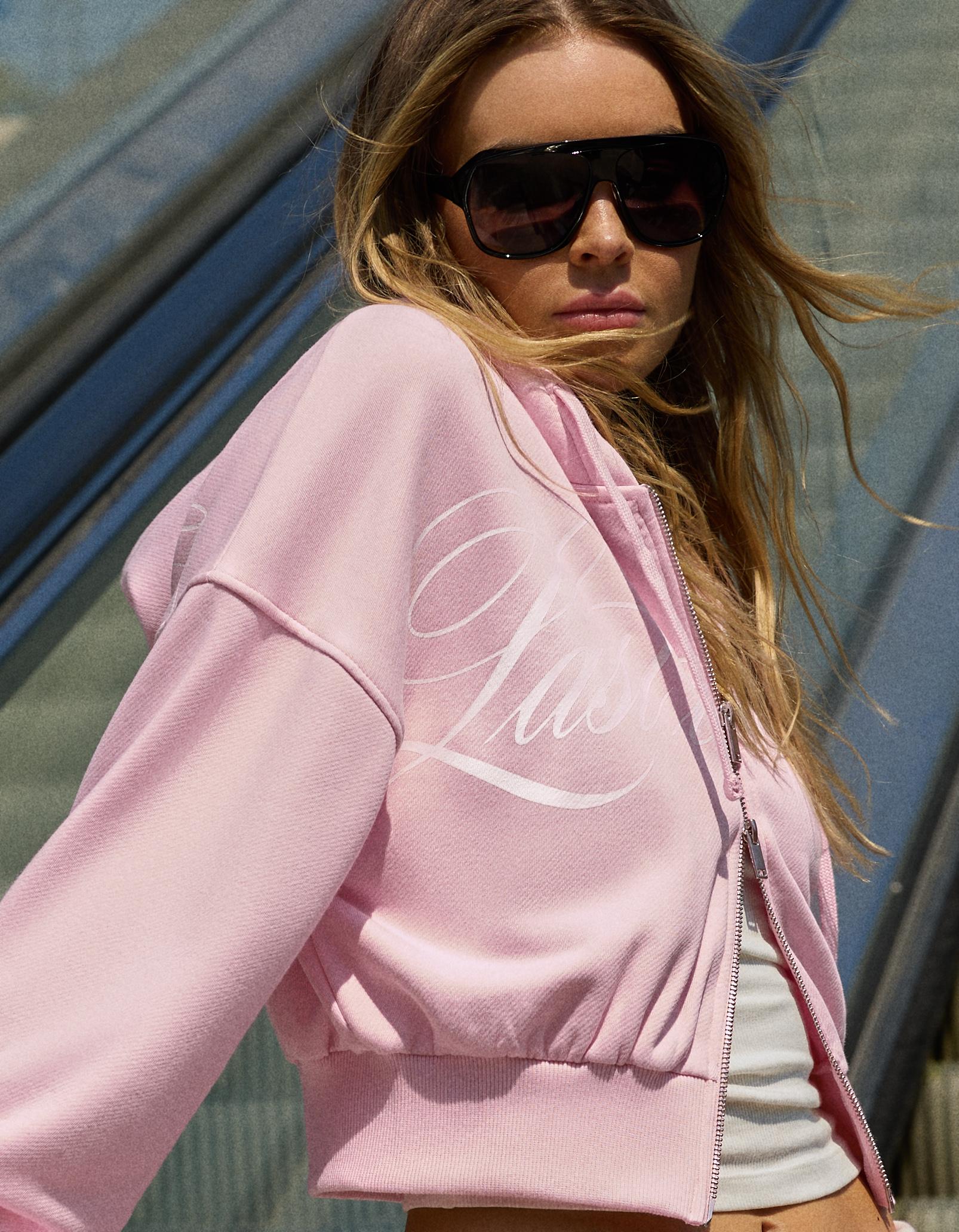 Printed zip-up hoodie — Pink