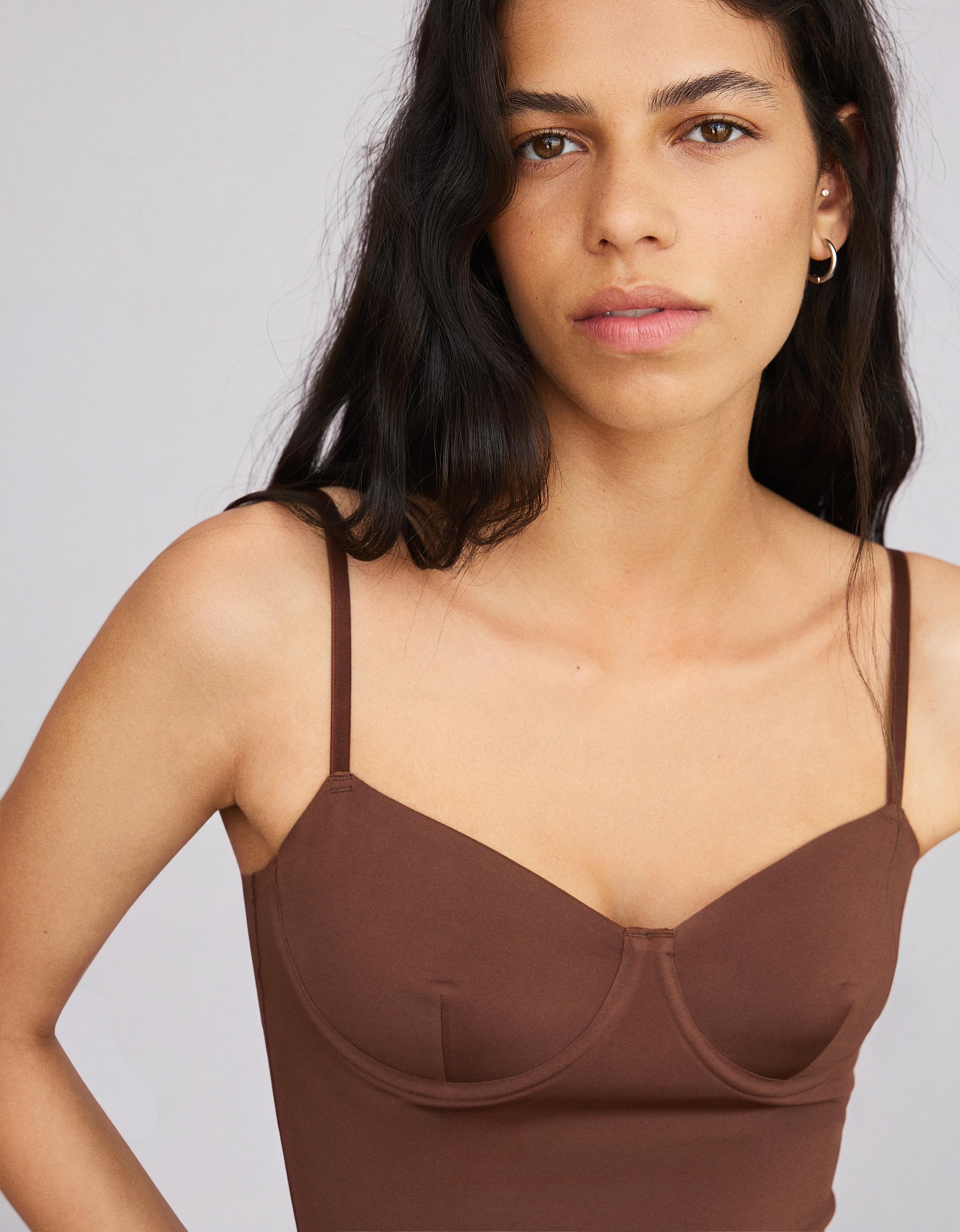 Sweetheart neckline camisole top — Brown
