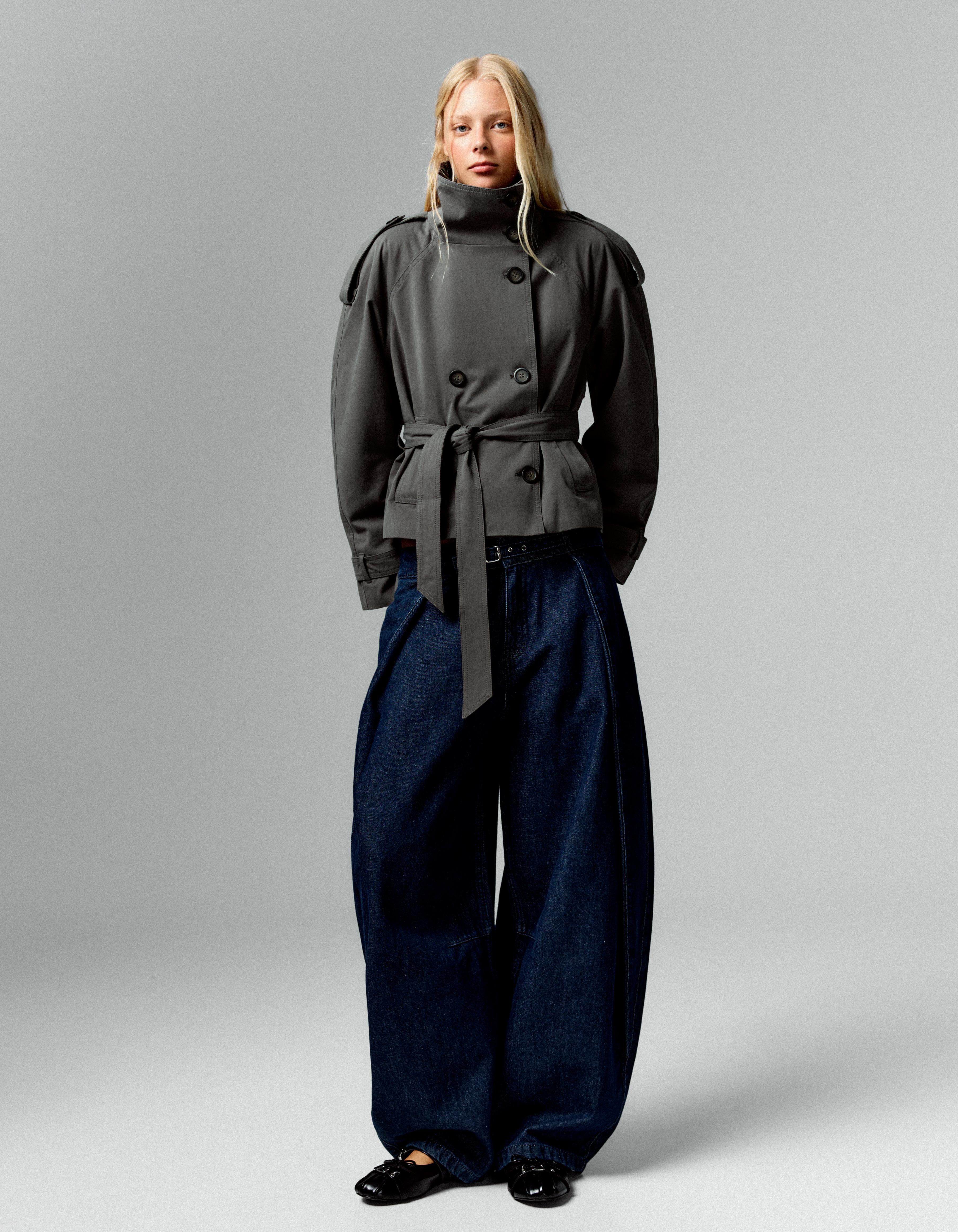 Funnel neck trench jacket — Dark grey