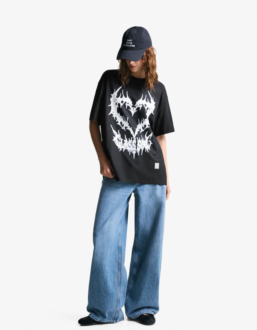 Short sleeve T-shirt with print-Black-3