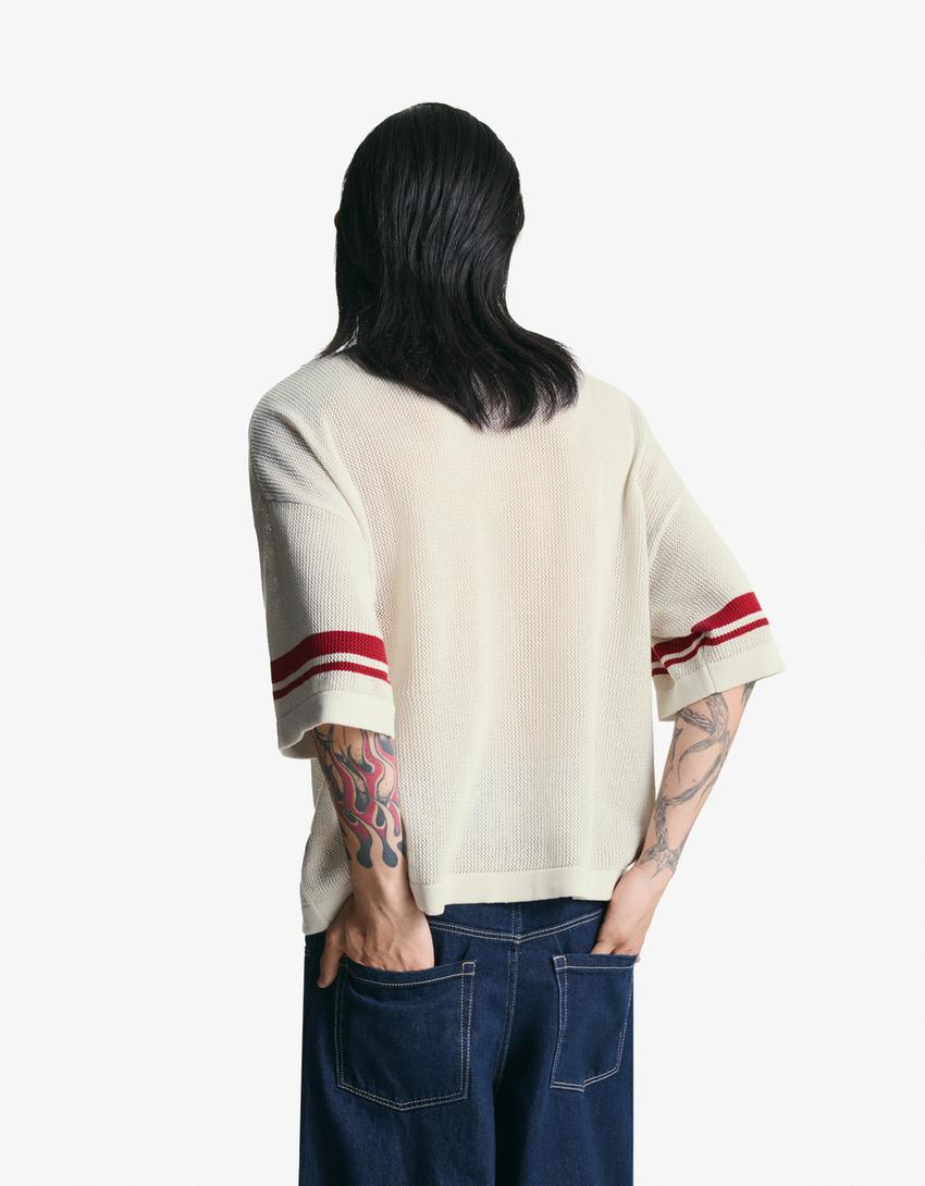 Camiseta manga corta sport mesh-Blanco roto-1
