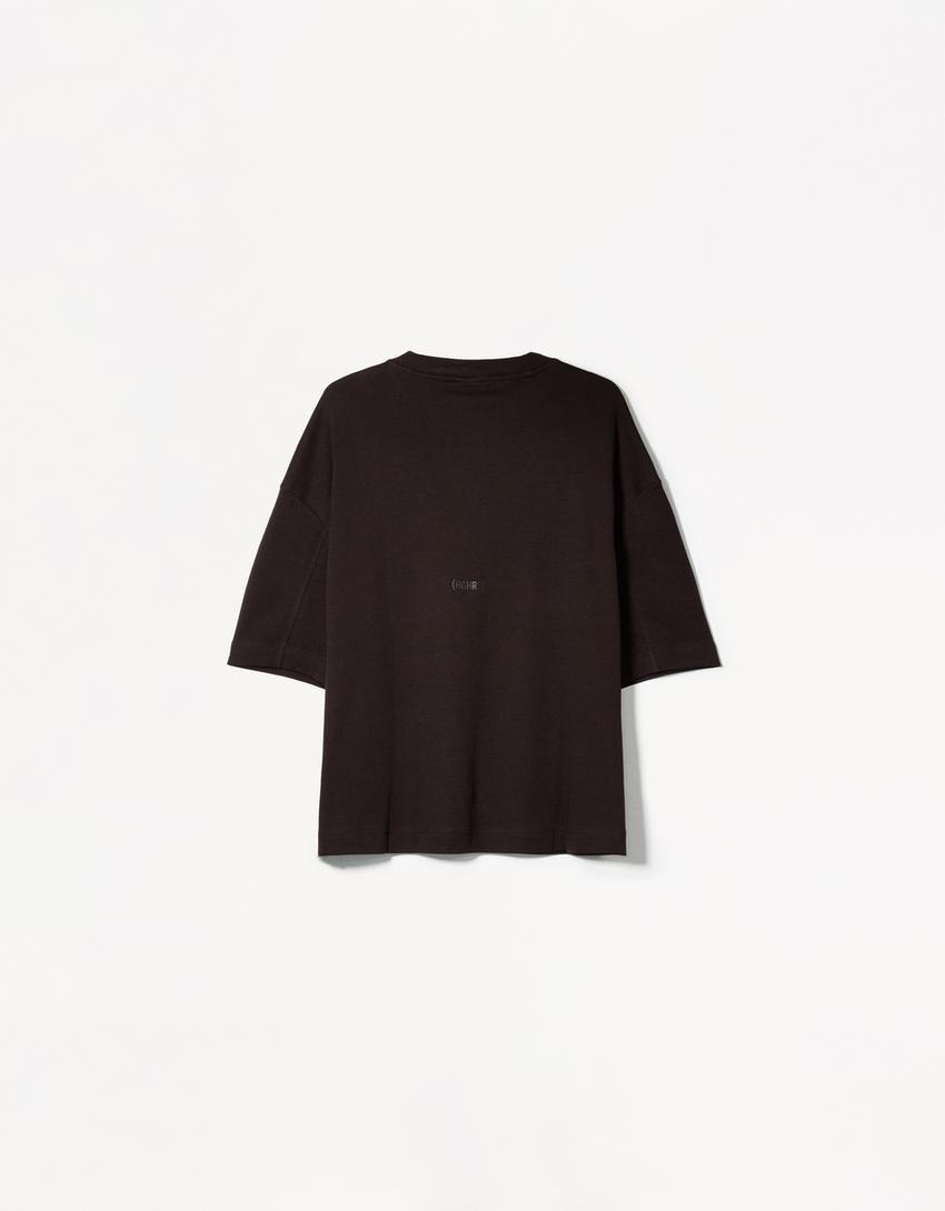 Boxy short sleeve T-shirt-Brown