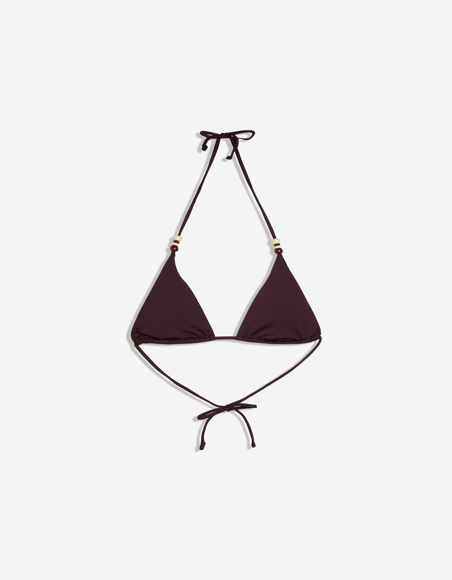 Bershka podstawowy top bikini z koralikami fioletowy