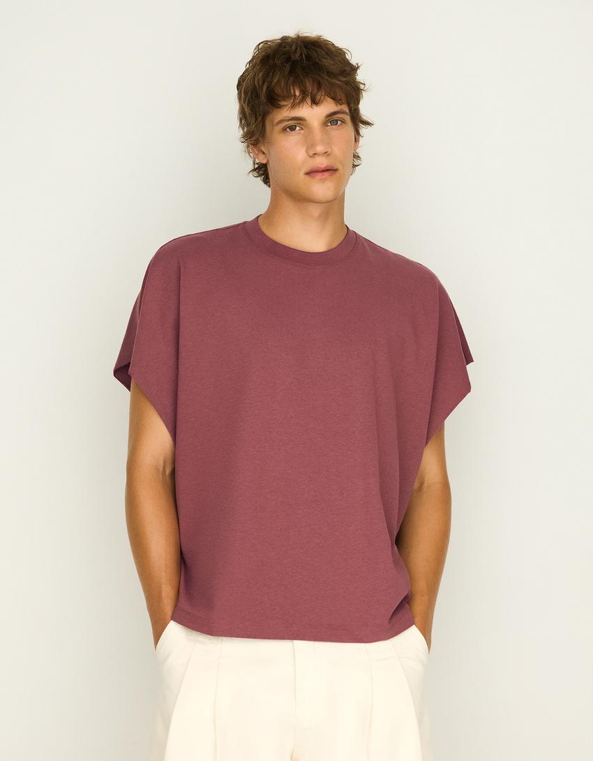 T-shirt worker oversize imprimé-Grenat