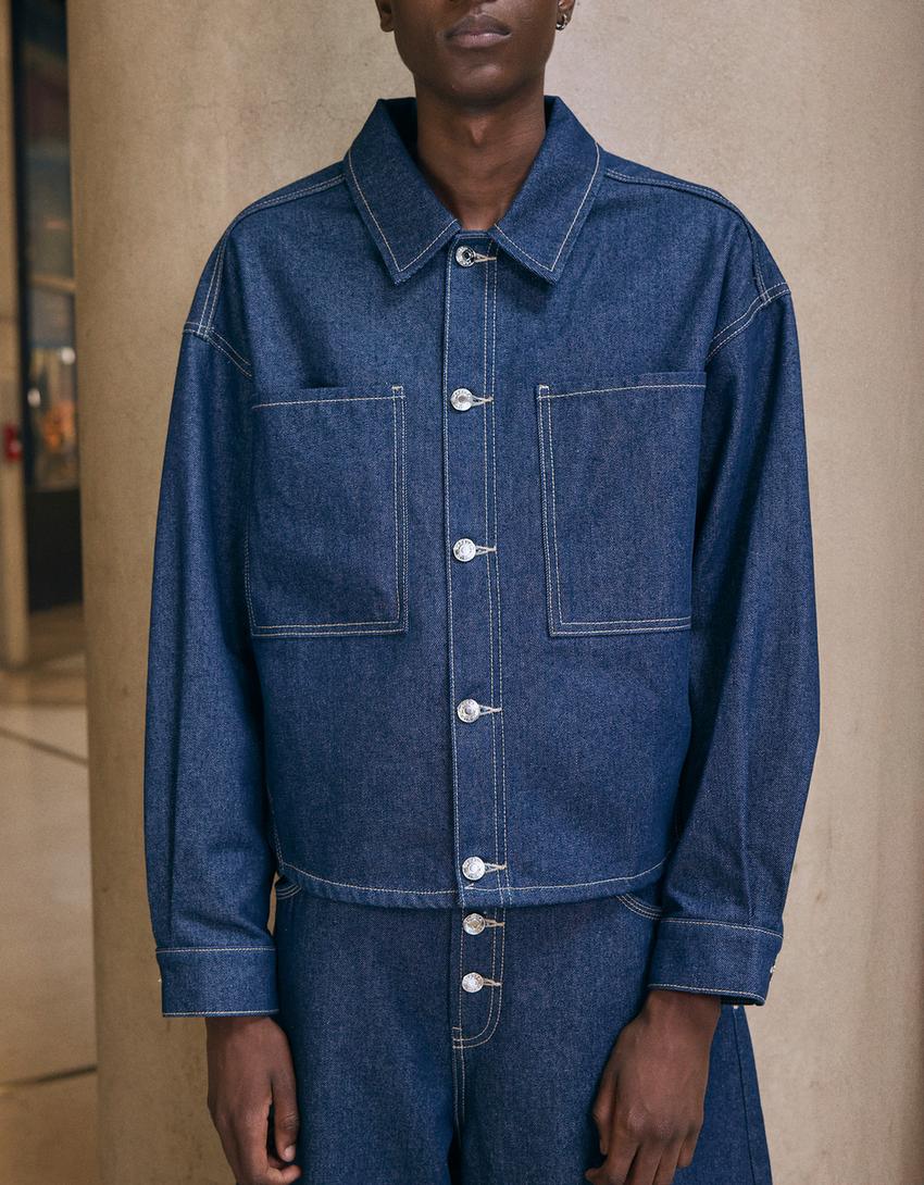 Chemise en denim-Marine