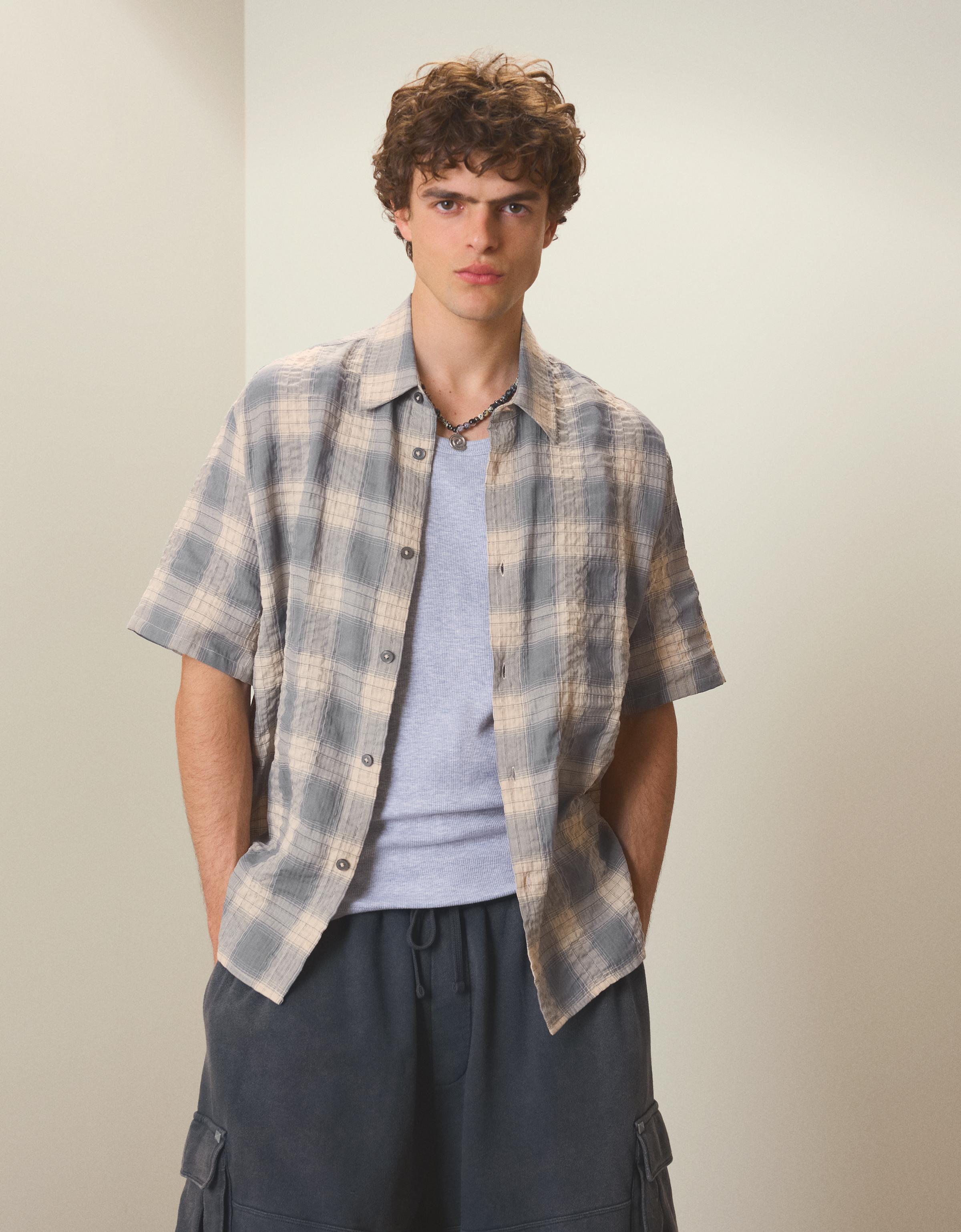 Relaxed fit kareli gömlek - Görsel 10