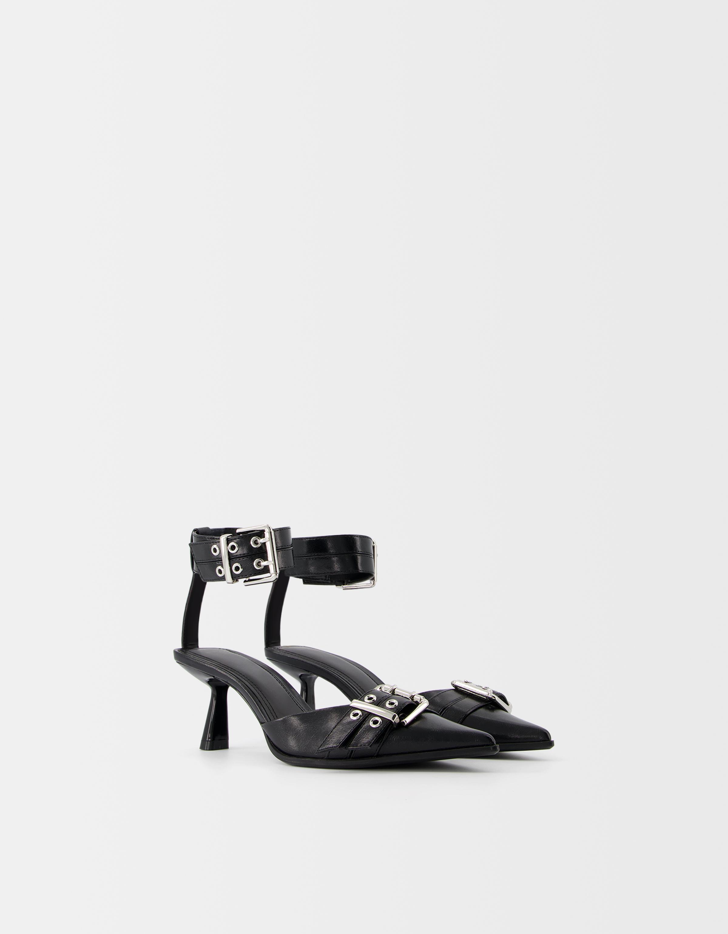 Bershka Absatzschuhe Mit Kitten-Heels Und Schnallen Damen 36 Schwarz