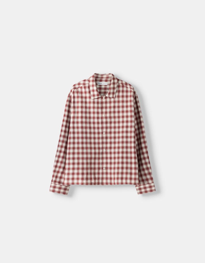 Chemise manches longues carreaux-Rouge-4