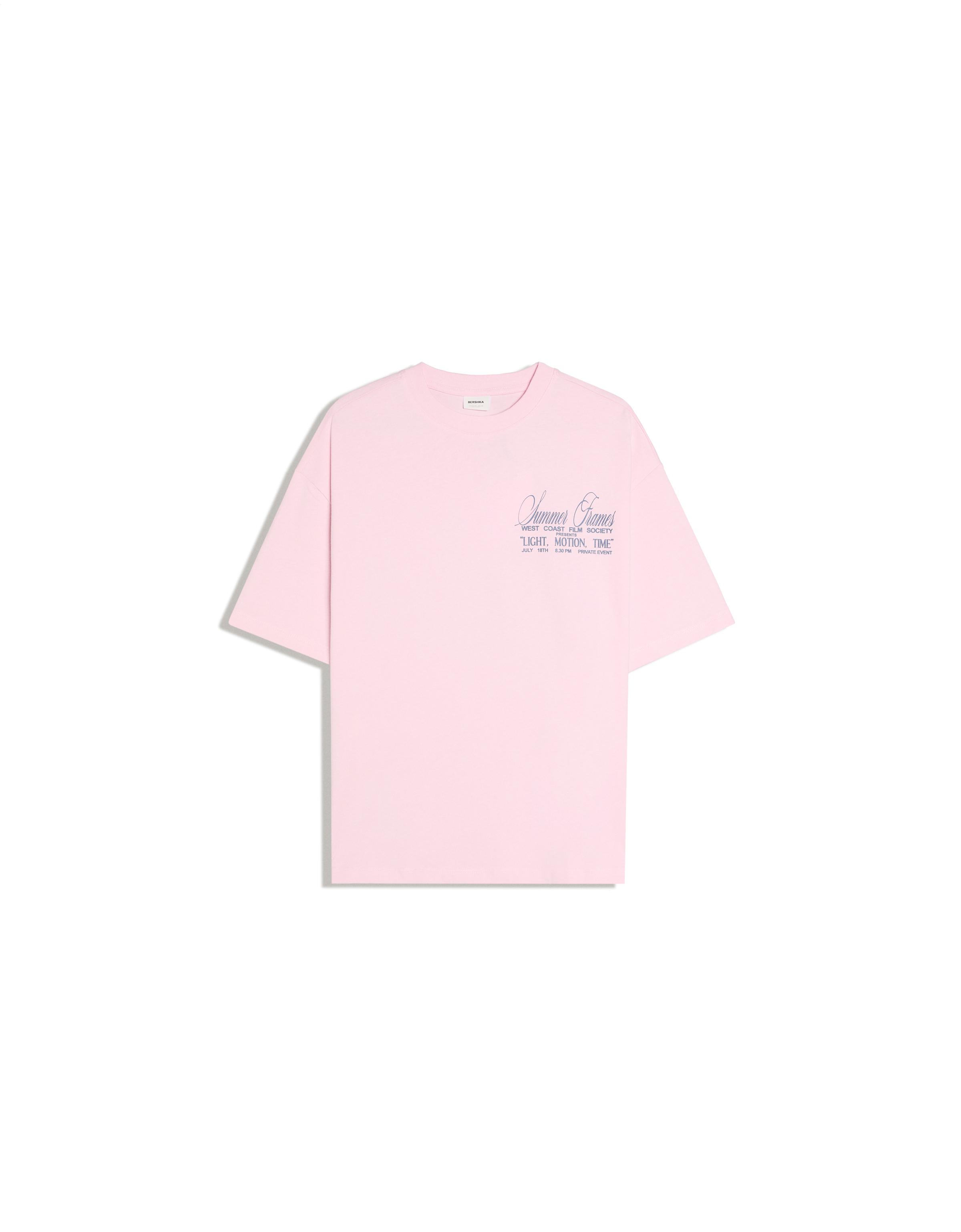 Boxy short sleeve print T-shirt — Pink