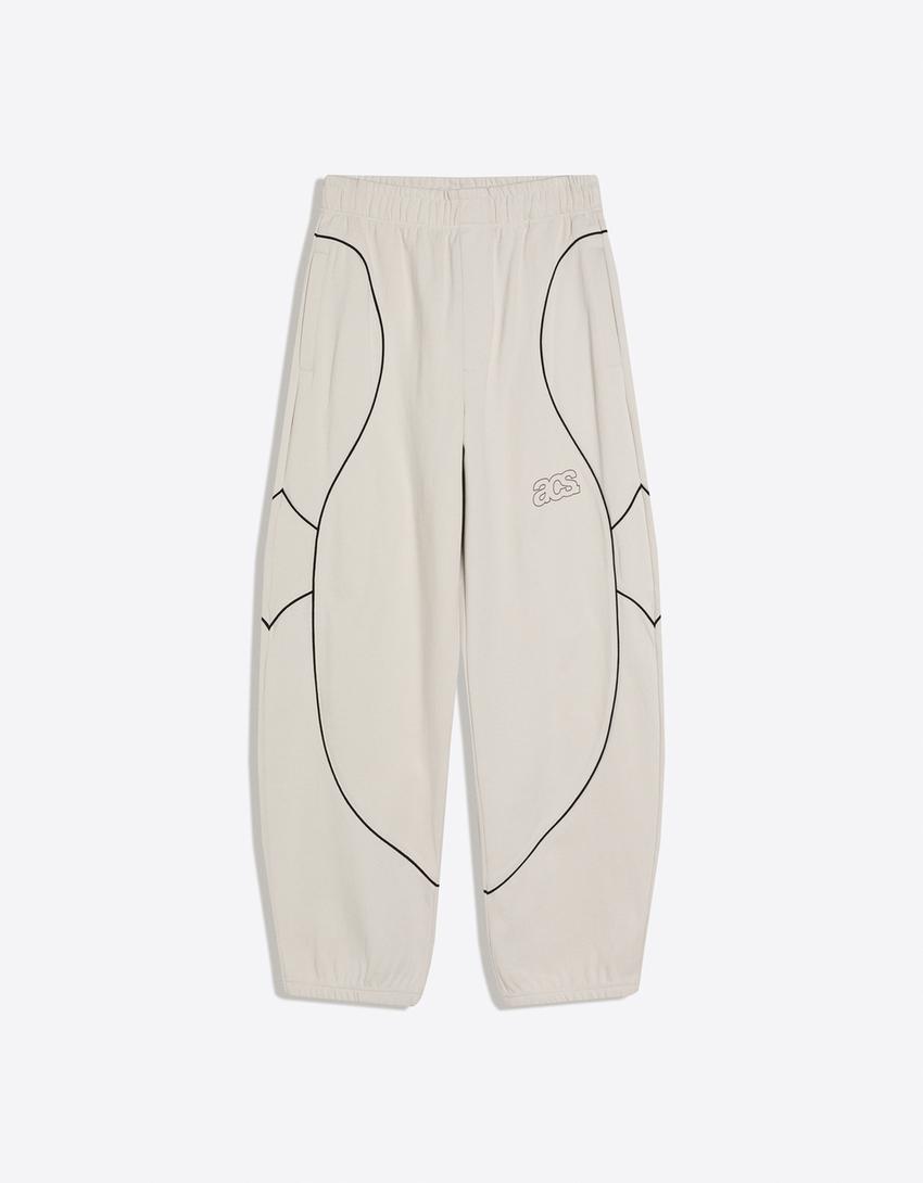 Pantaloni balloon fit stampati-Pietra