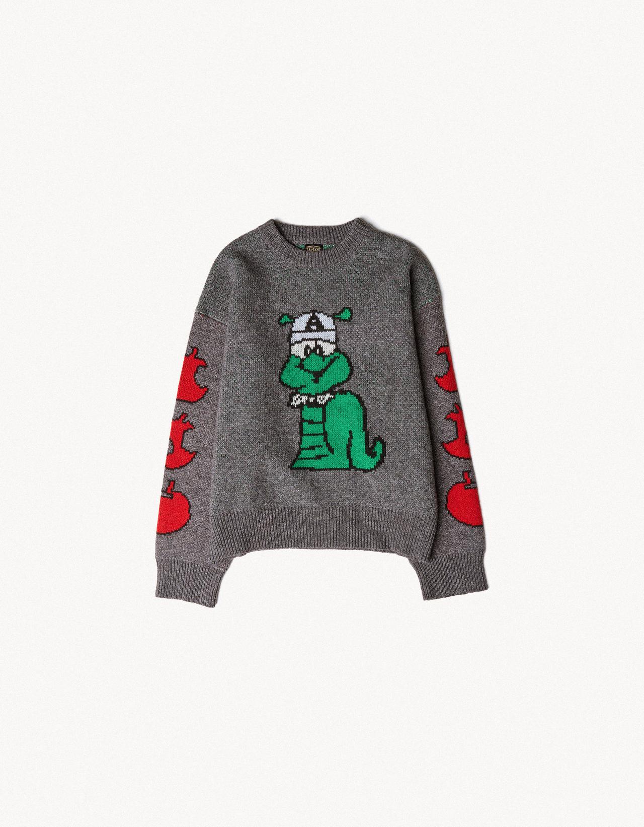 Round neck wool jumper ARIES X BERSHKA — Grey
