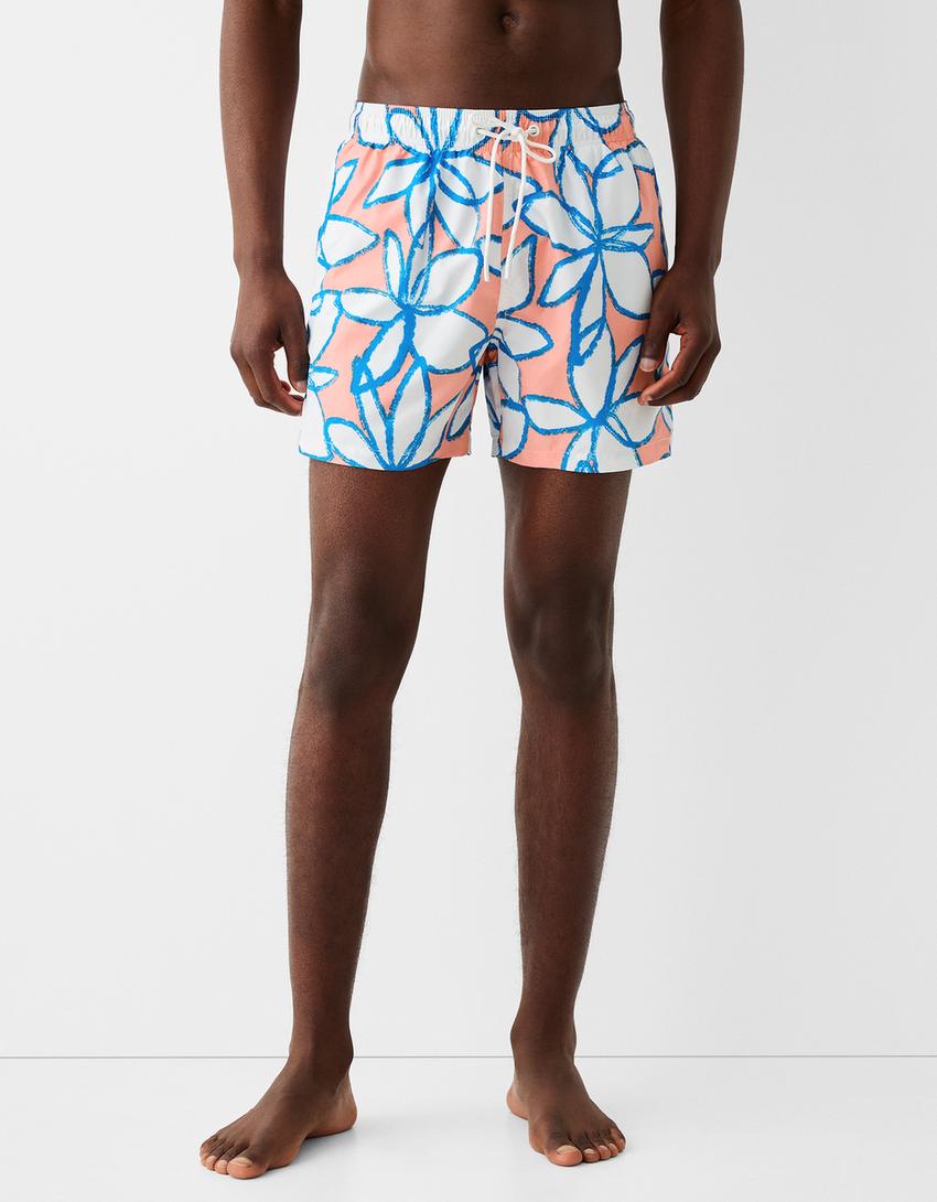 Calções de banho estampados-Rosa-1