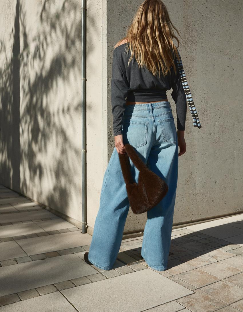 Jeans de perna larga-Azul lavado