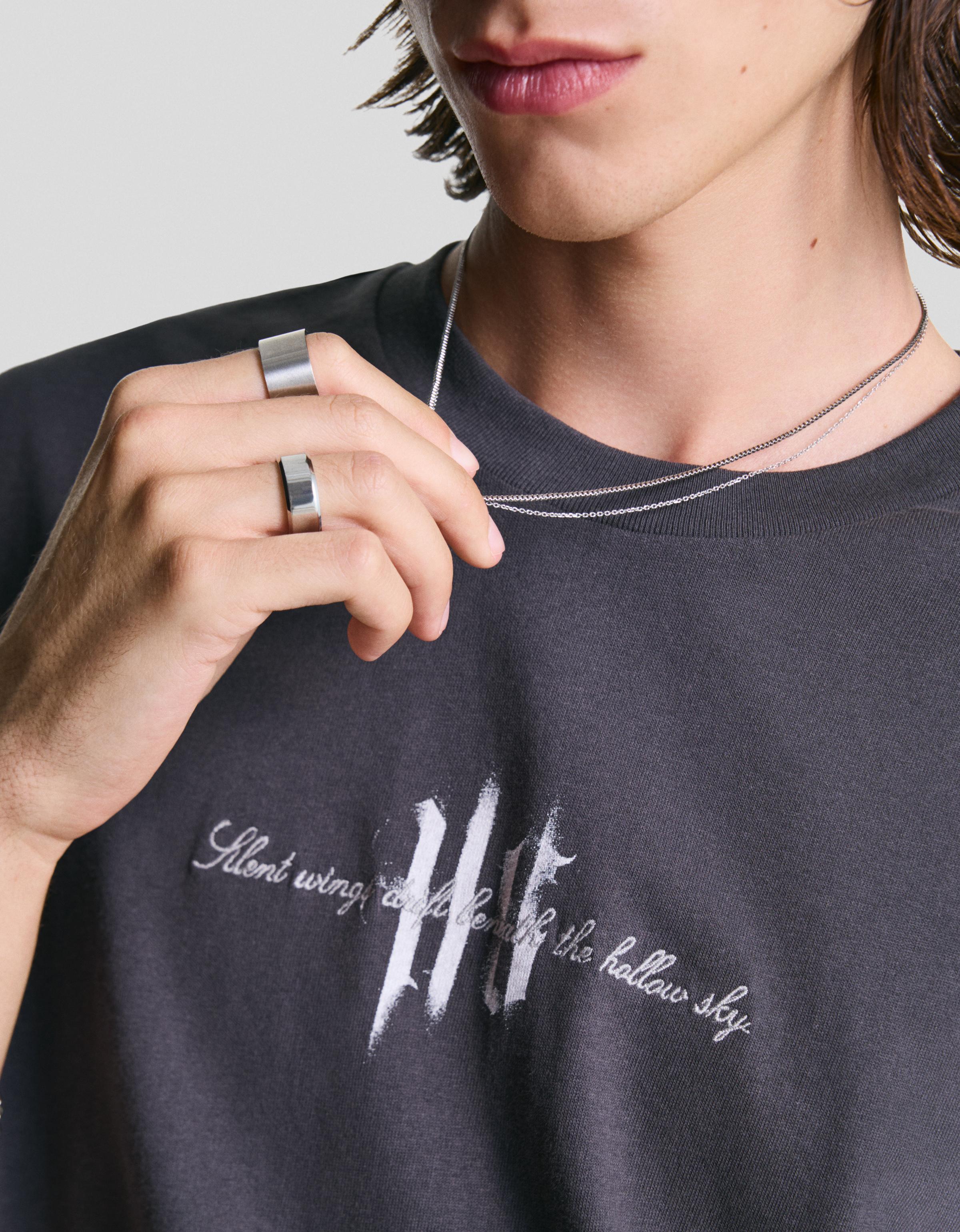 Bershka Stahl-Doppelkette Herren Silber