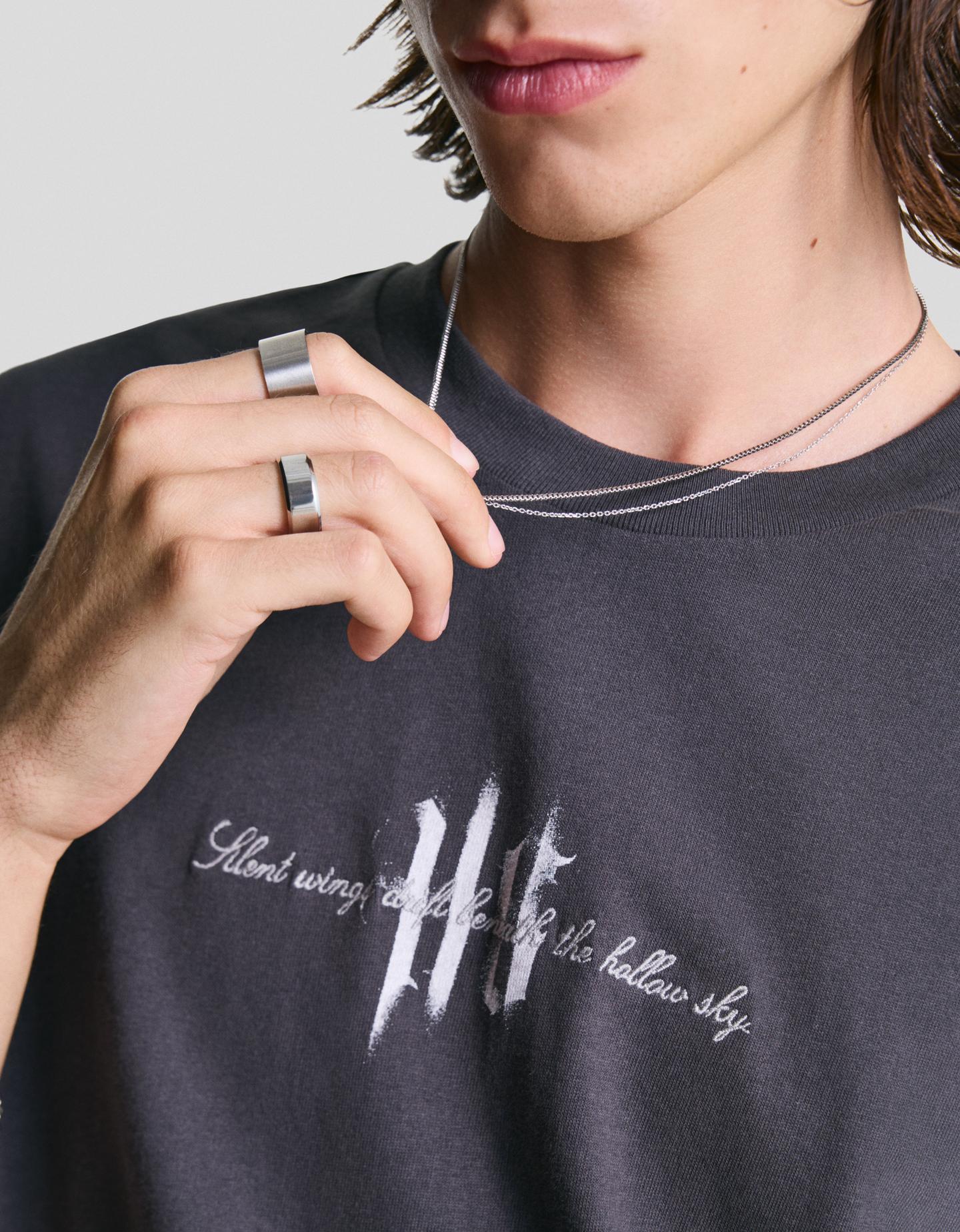 Bershka naszyjnik z podwójnym stalowym łańcuchem srebrny