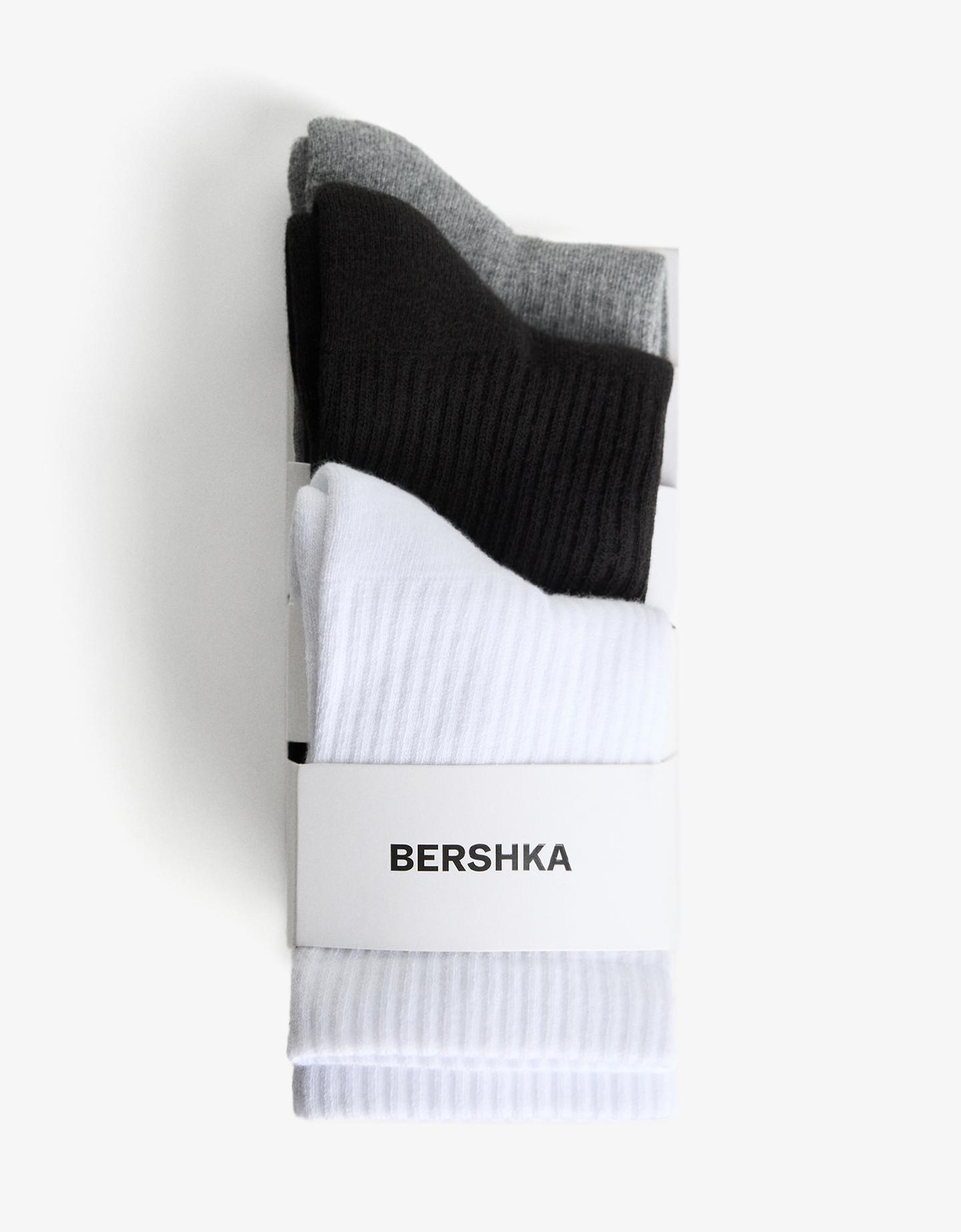Bershka komplet 3 par skarpetek sportowych szary