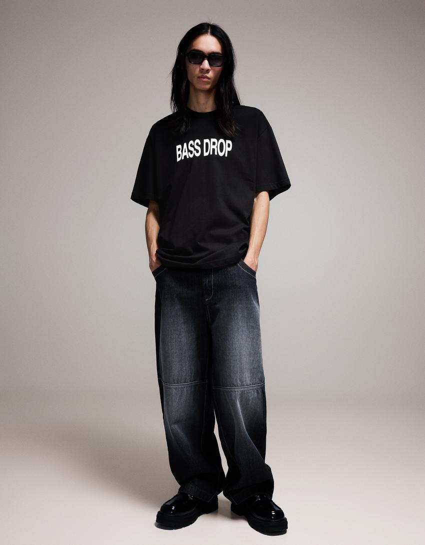 Short sleeve print T-shirt-Black