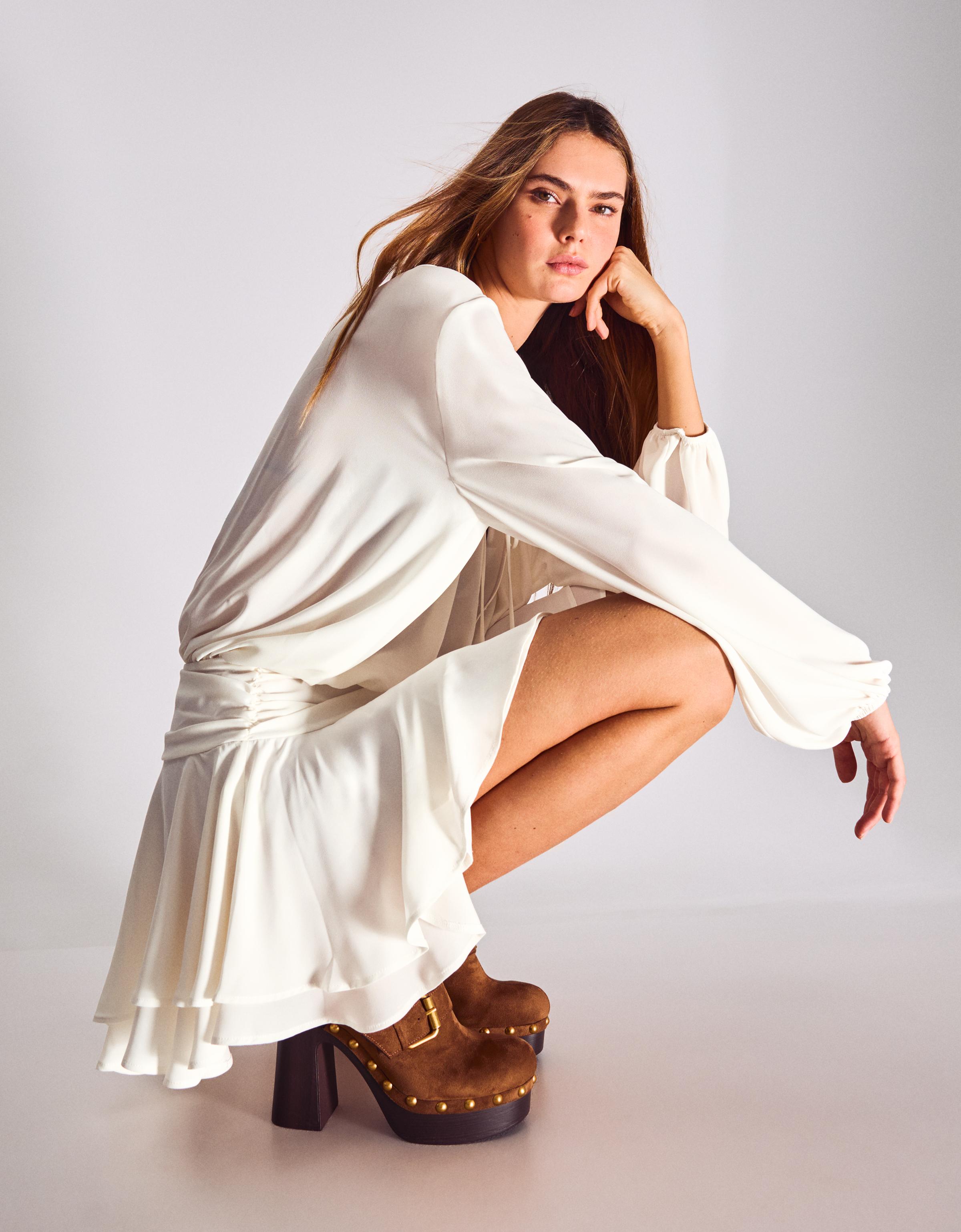 Kloş etekli kuşaklı mini elbise - Görsel 26