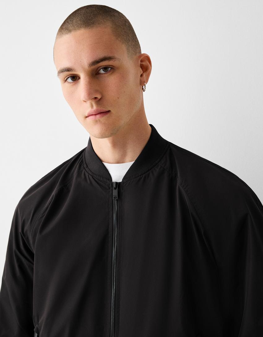 Lightweight bomber jacket-Black-2
