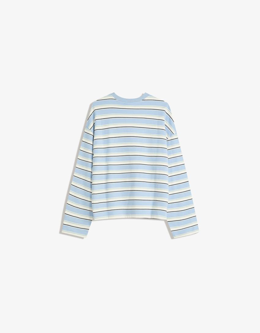 Pull rayé-Bleu clair