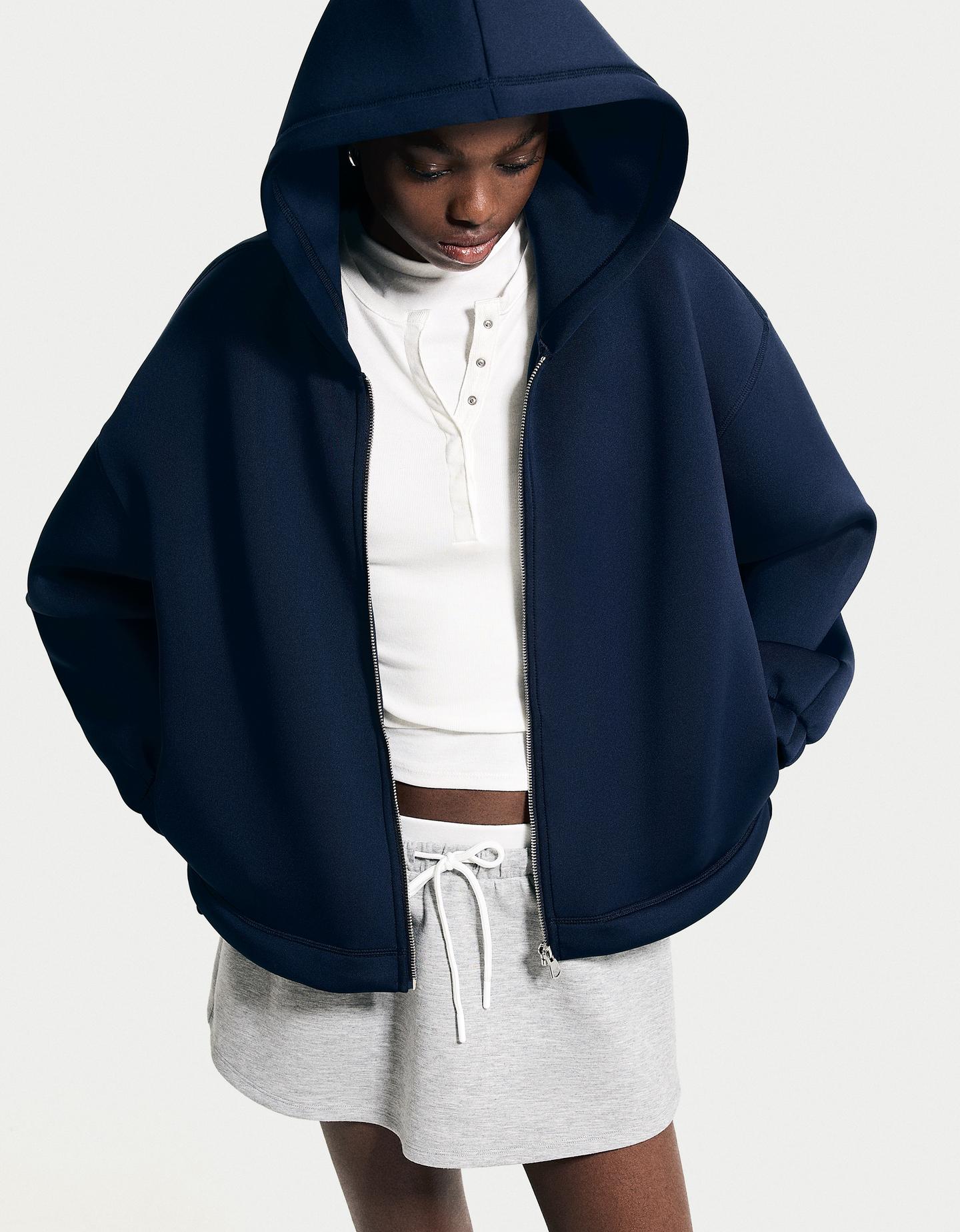 Bershka Oversize-Hoodie Mit Reißverschluss Damen L-Xl Marinenblau günstig online kaufen