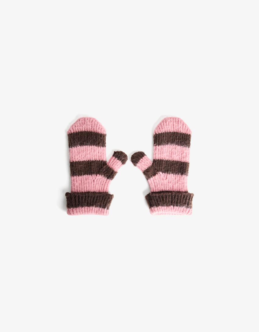 Striped mittens-Pink