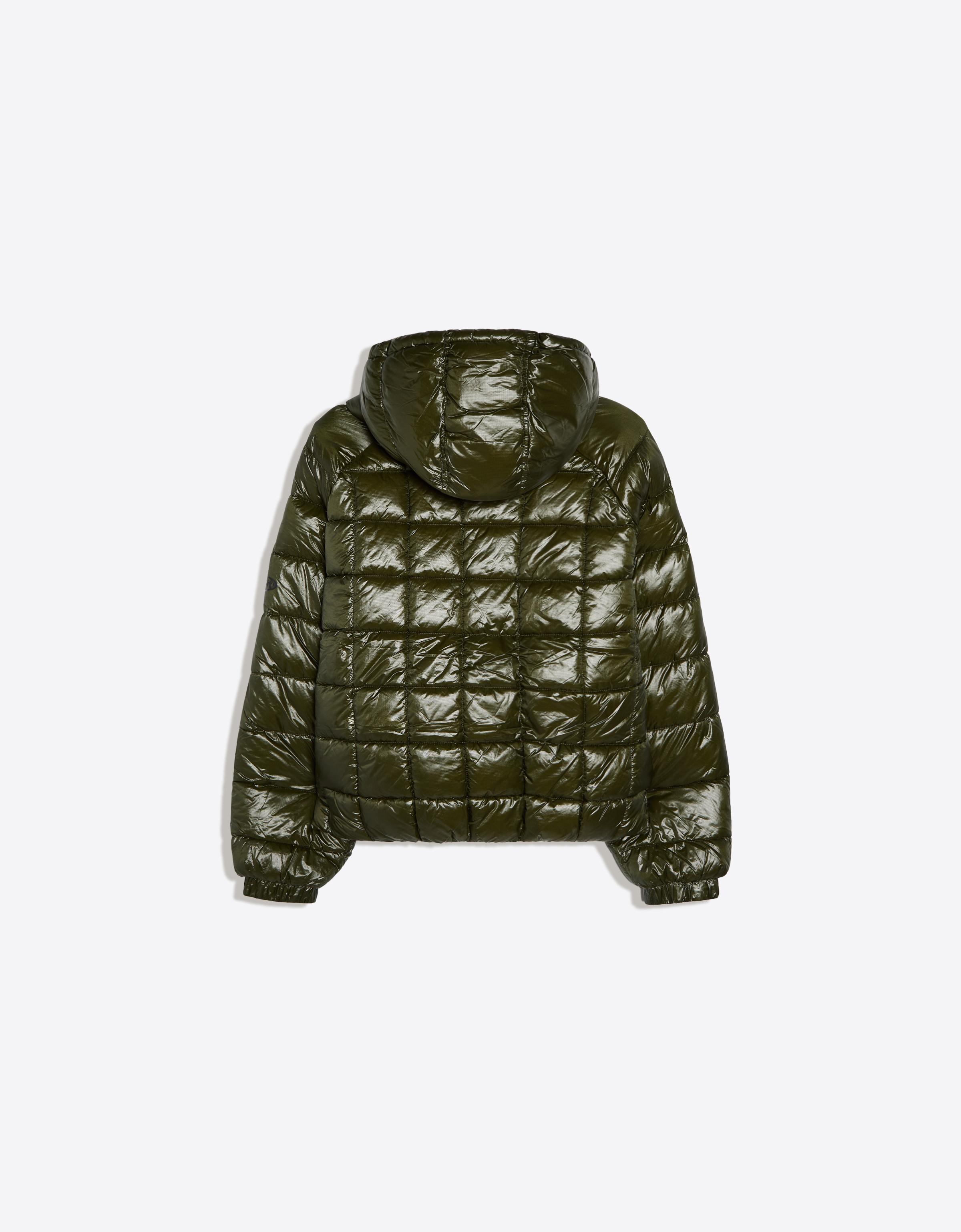 Hooded grid puffer jacket — Khaki
