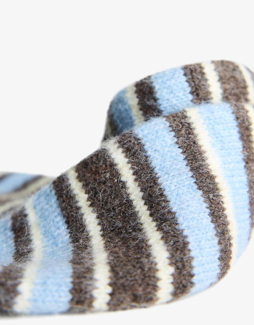 Extra-long striped scarf-Blue