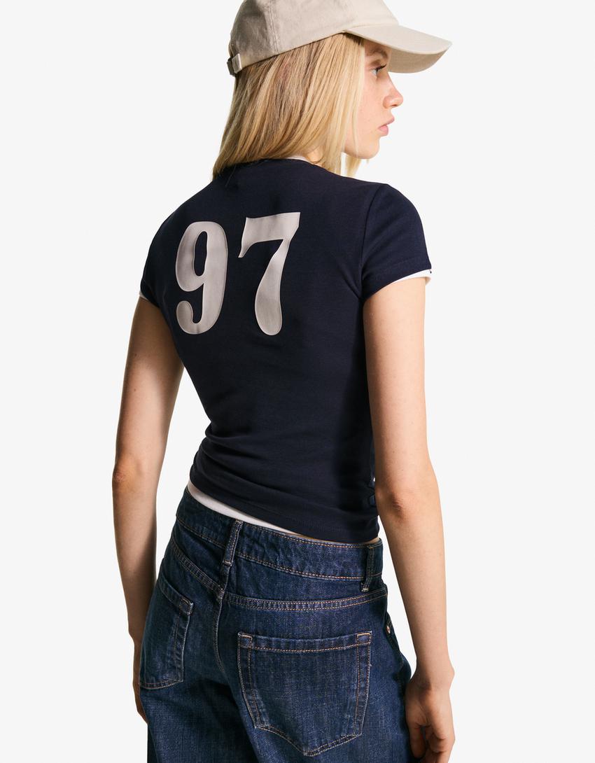 Camiseta manga corta print-Marino