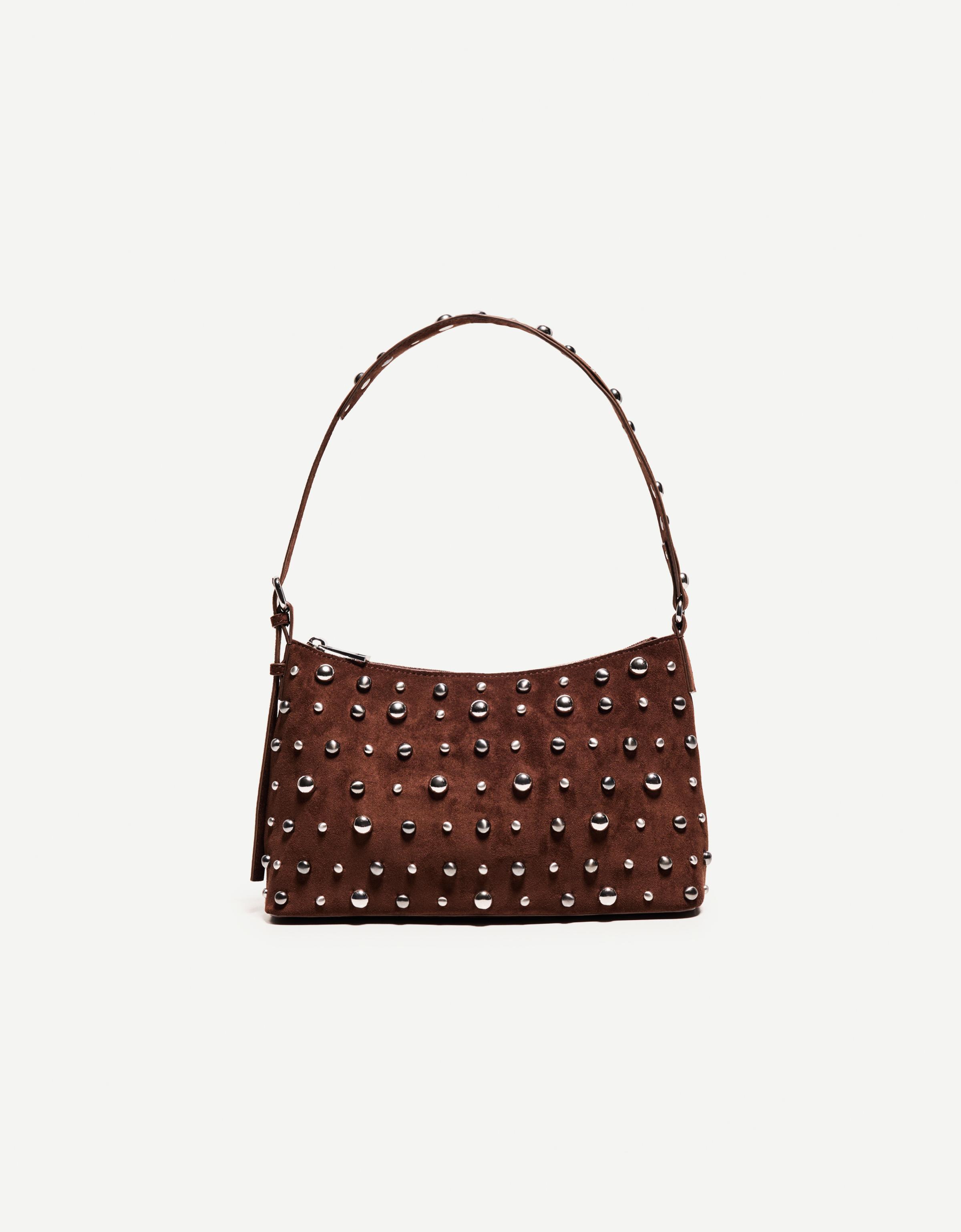 Studded faux suede bag - Bags and coin purses - Women | Bershka