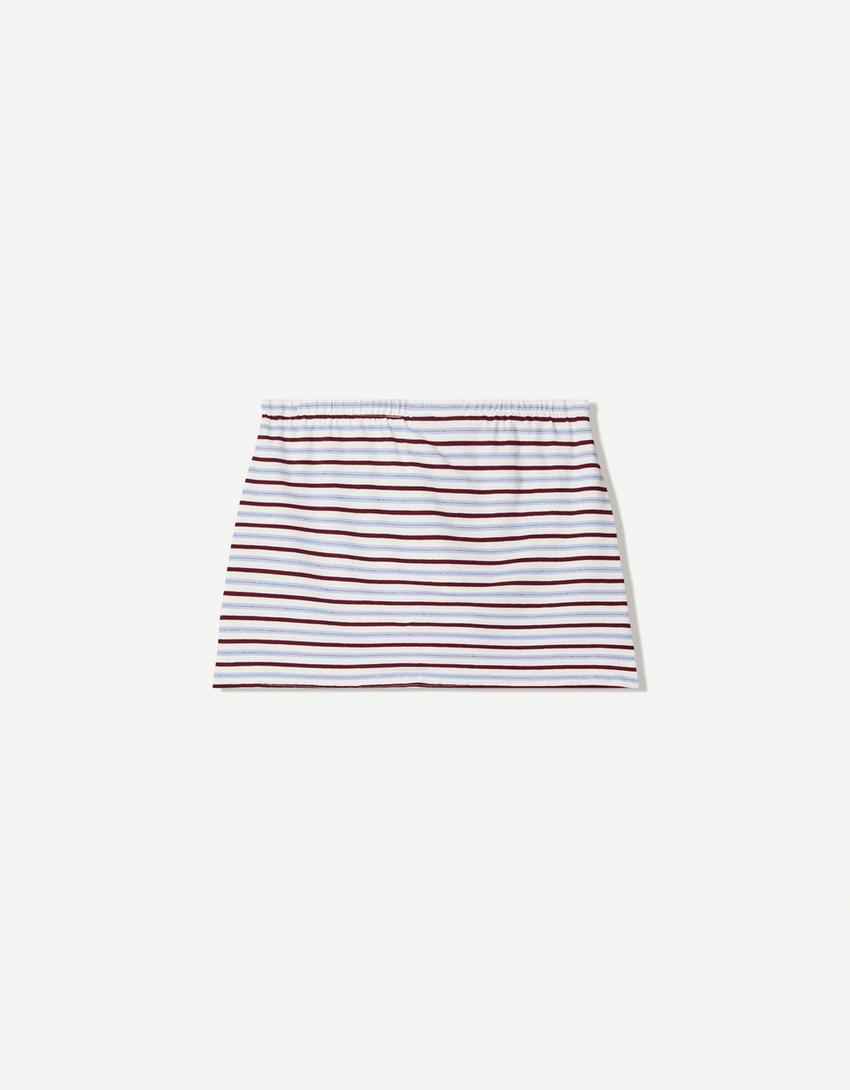 Jupe-culotte à ceinture avec nœud-Blanc-1