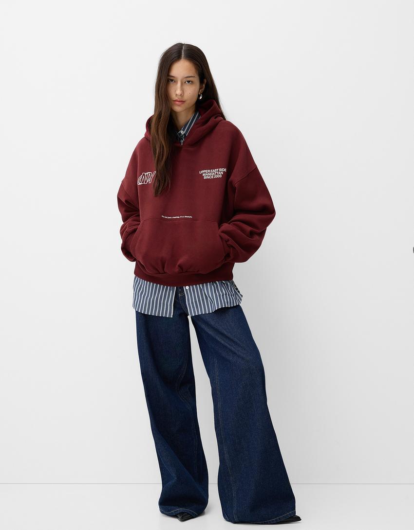 Sudadera capucha print-Burdeos-3