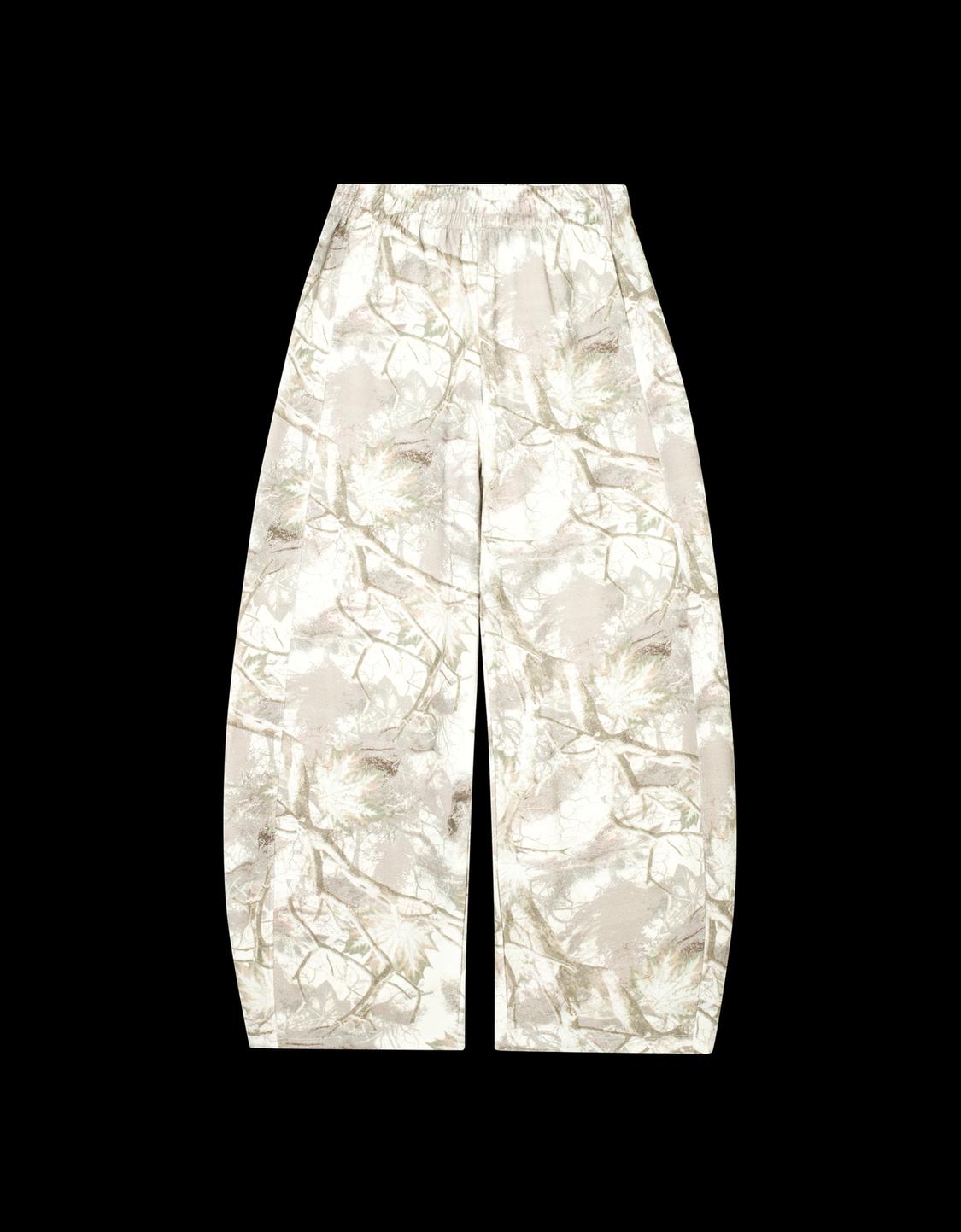 Plush barrel printed trousers