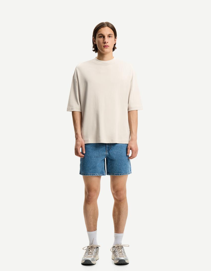 Boxy short sleeve T-shirt-Stone