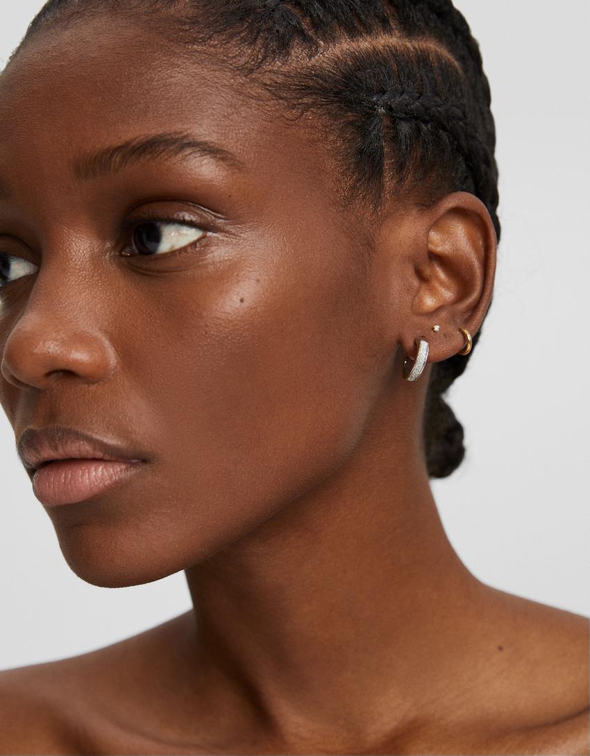 Lot 9 boucles d’oreilles pierres fantaisie-Argent-3