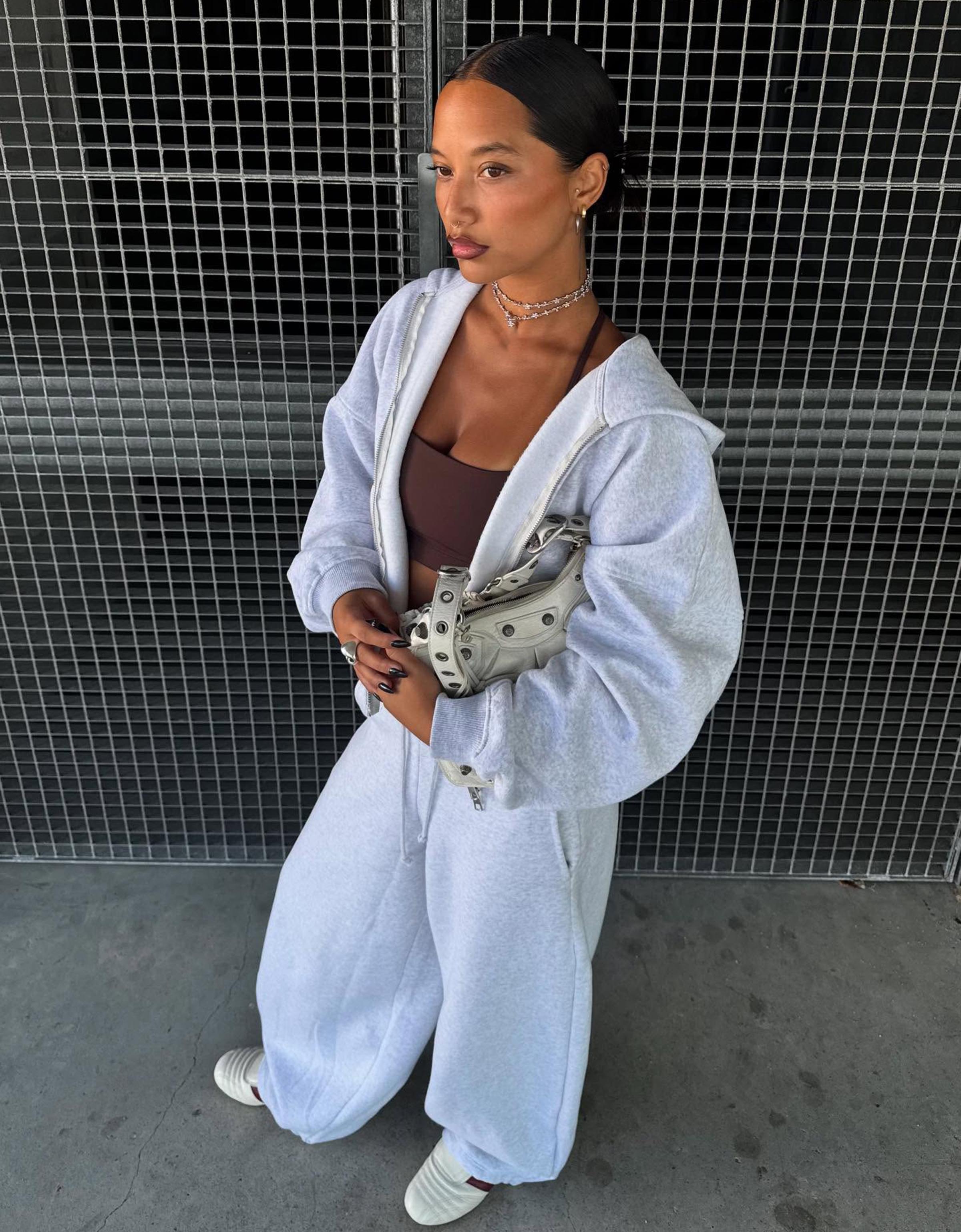 Zip-up plush hooded jacket — Grey