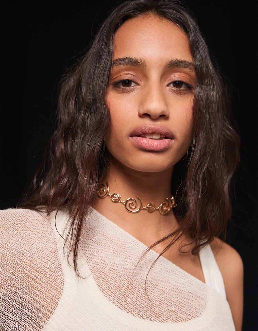 Spiral choker kolye-Altın