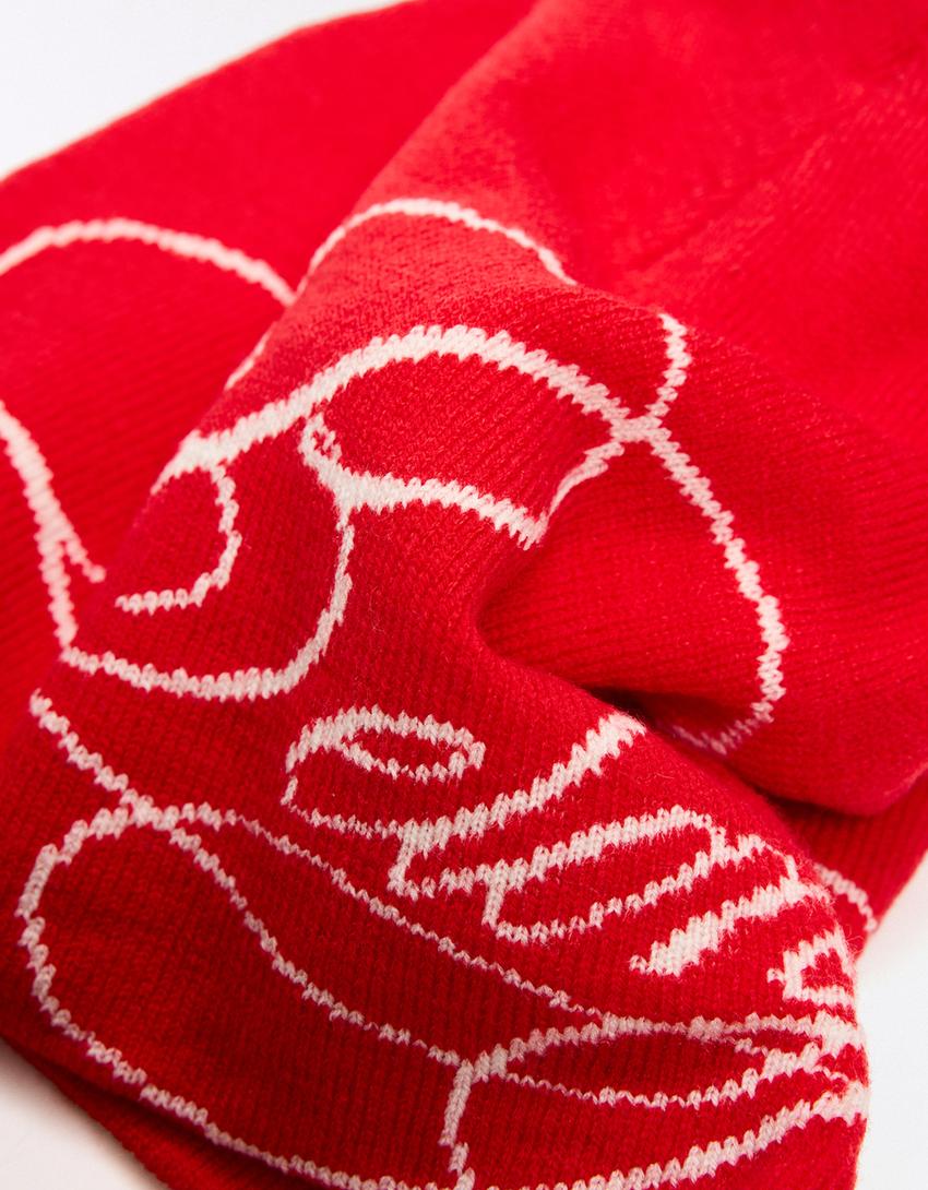 Gorro beanie punto-Rojo