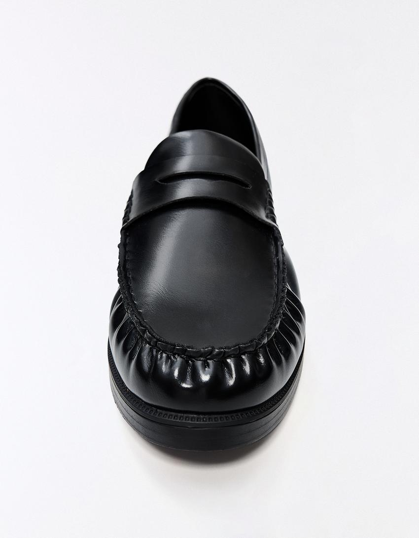 Gathered loafers-BLACK