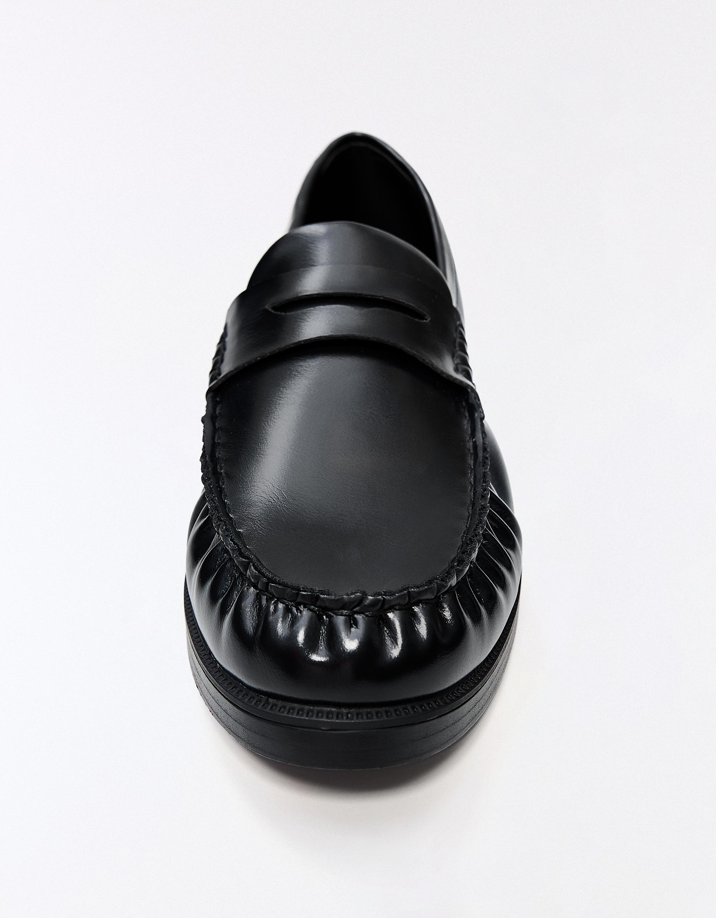 Ruched loafers — BLACK