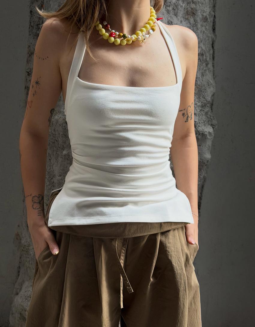 Halter neck top-Off white