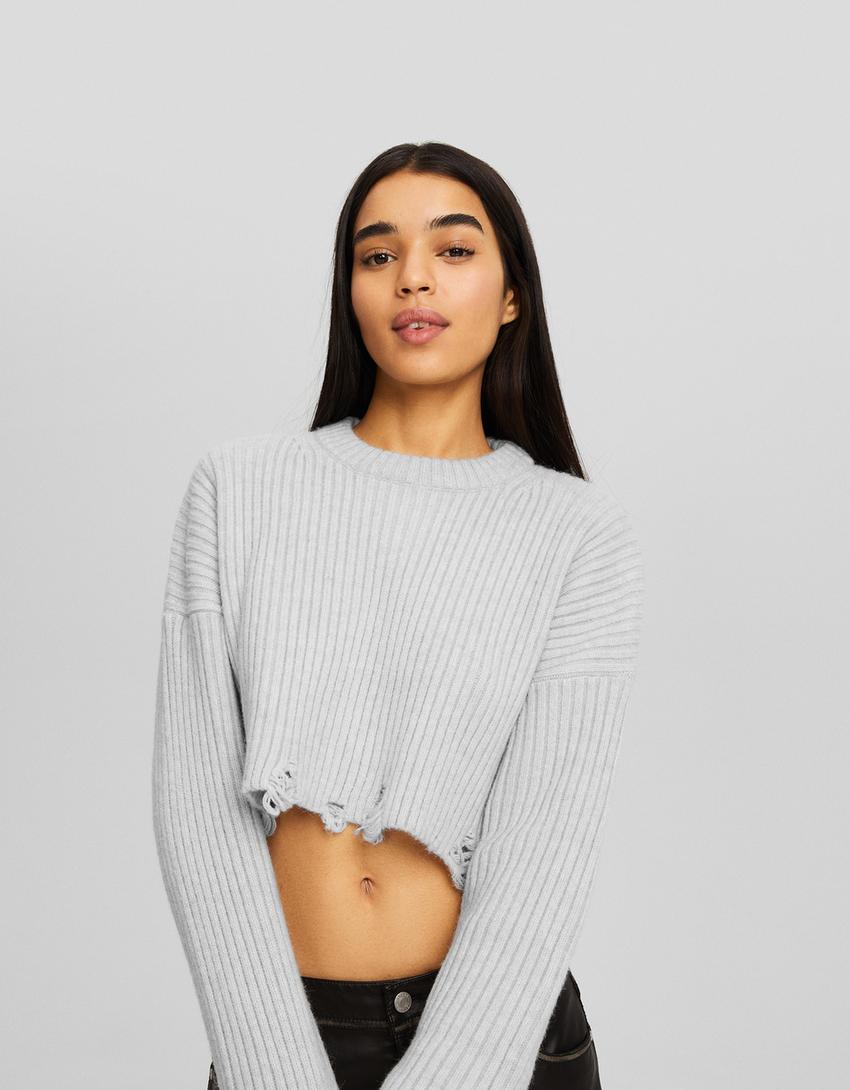Pull déchiré-Gris-2