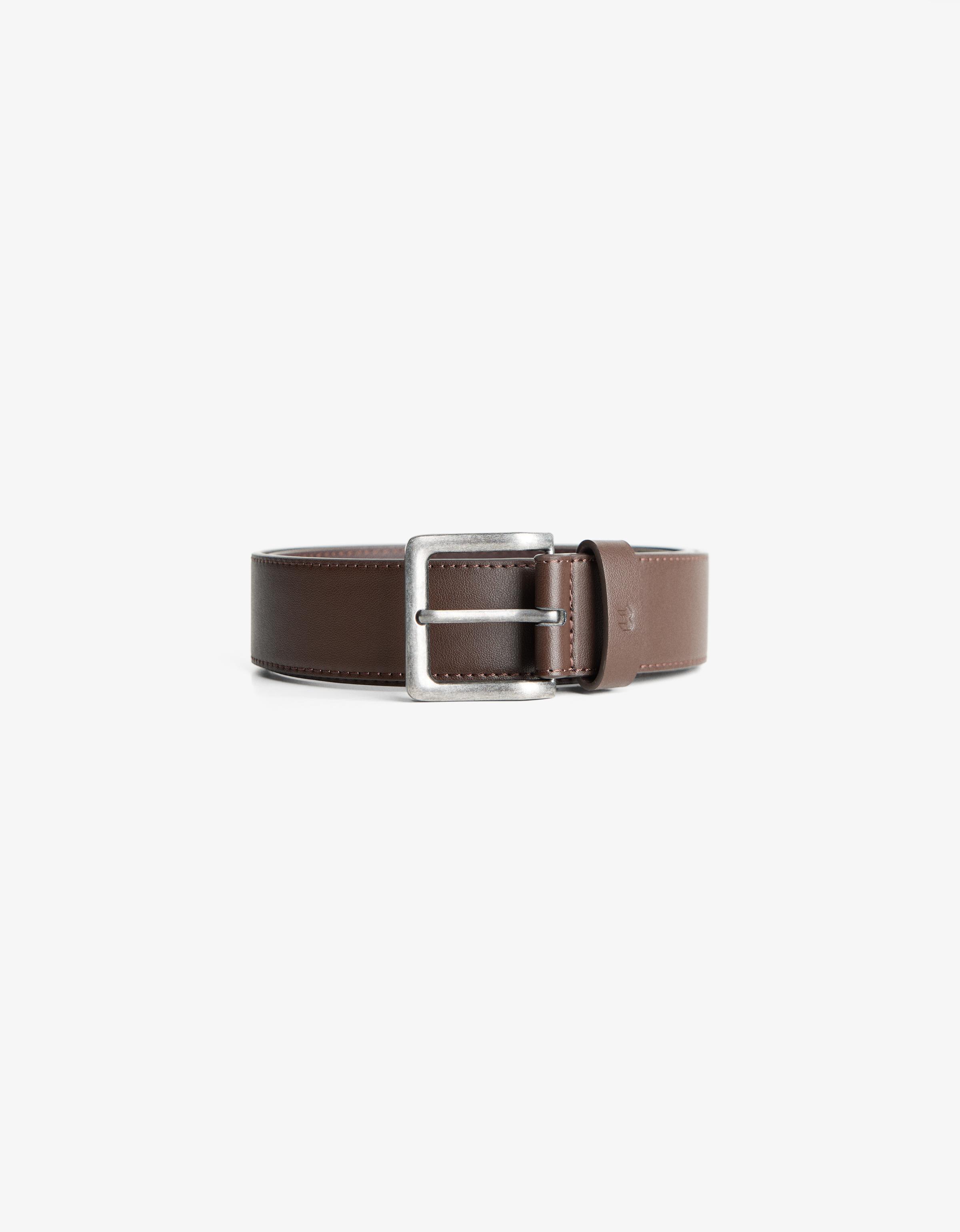 Wide leather effect belt — Brown