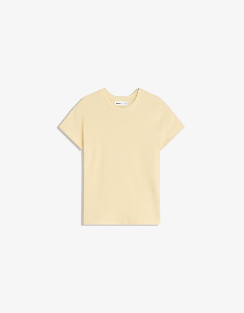 T-shirt à manches courtes et col rond-Jaune-3