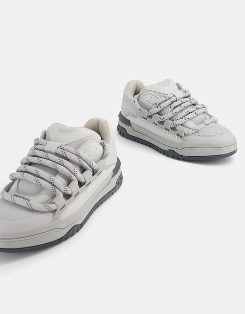 Sneakers style skate Generation Bershka homme-Gris-3