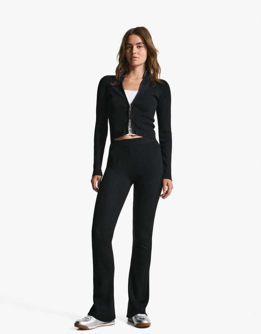 Chaqueta cremallera rib-Negro-0