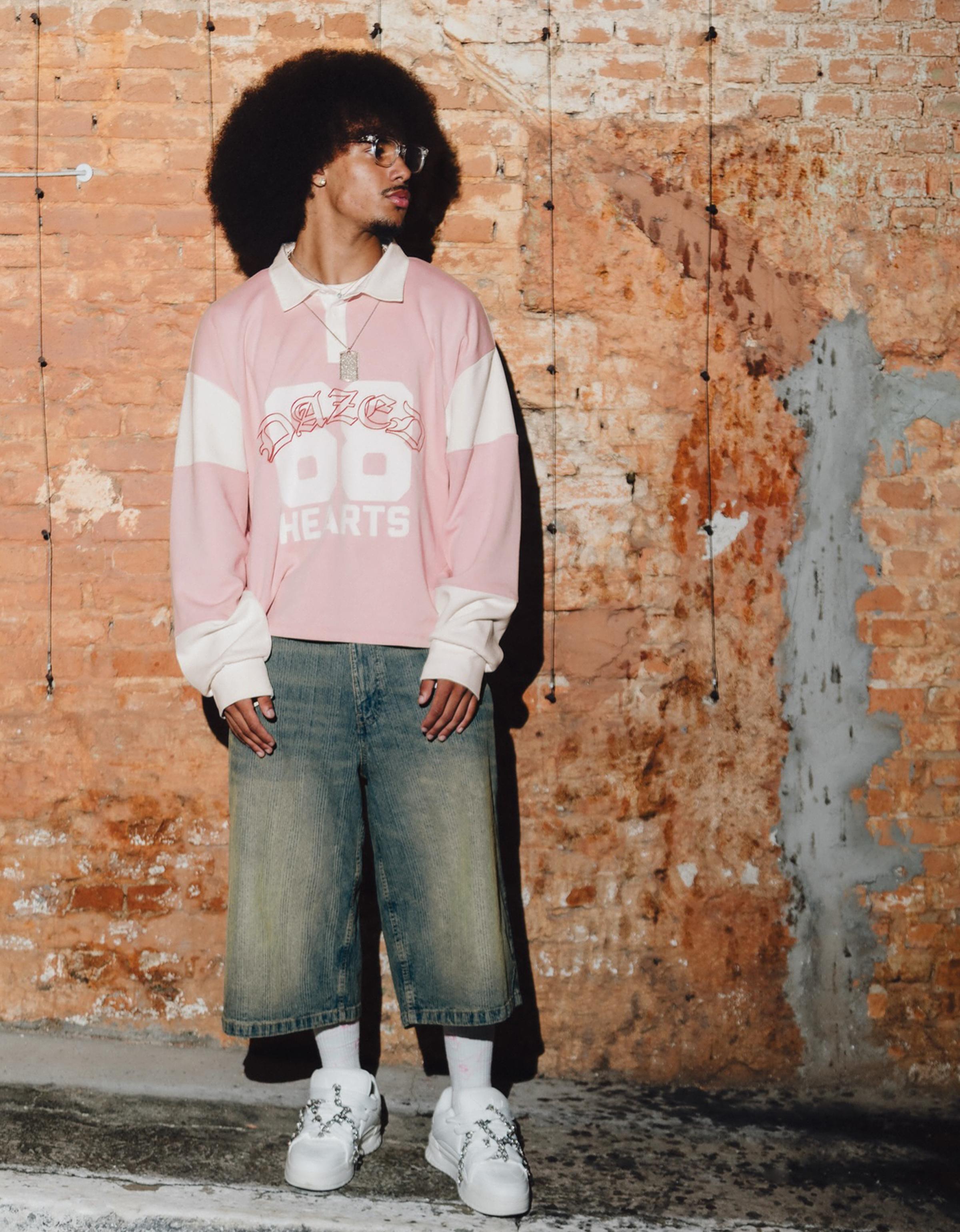 Baskılı uzun kollu polo sweatshirt - Görsel 21