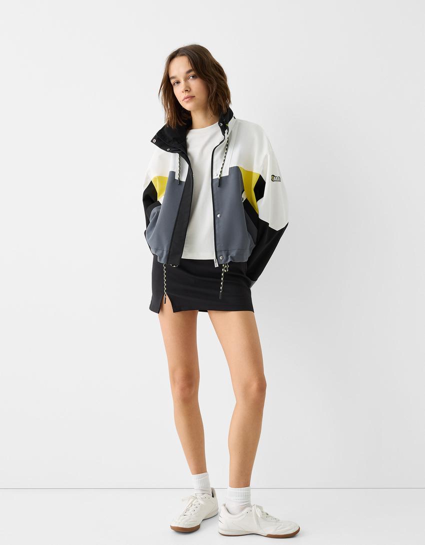 Colour block jacket-Black