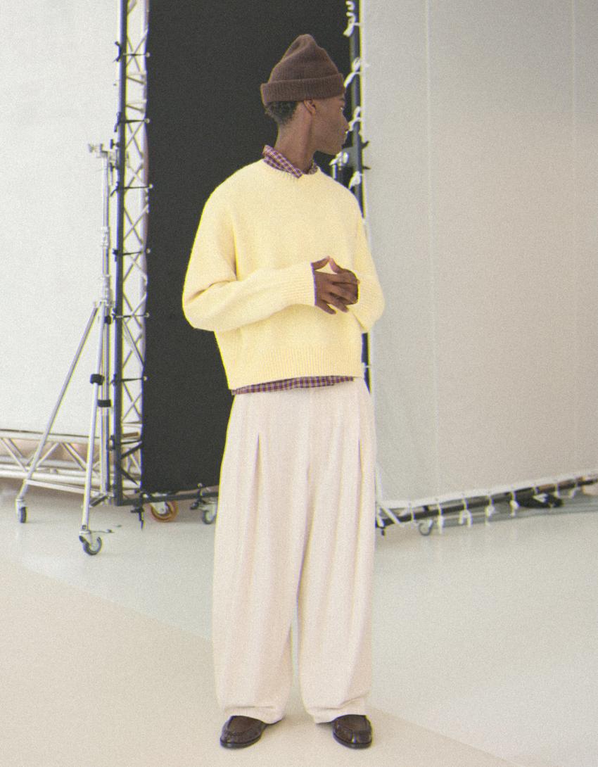 Jersey cuello redondo boxy-Amarillo