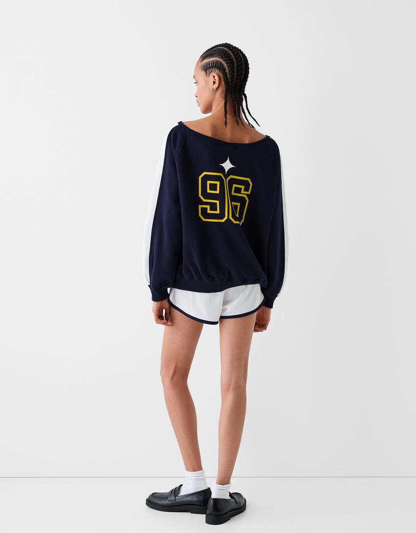 LA Galaxy print Bardot sweatshirt-Dark blue
